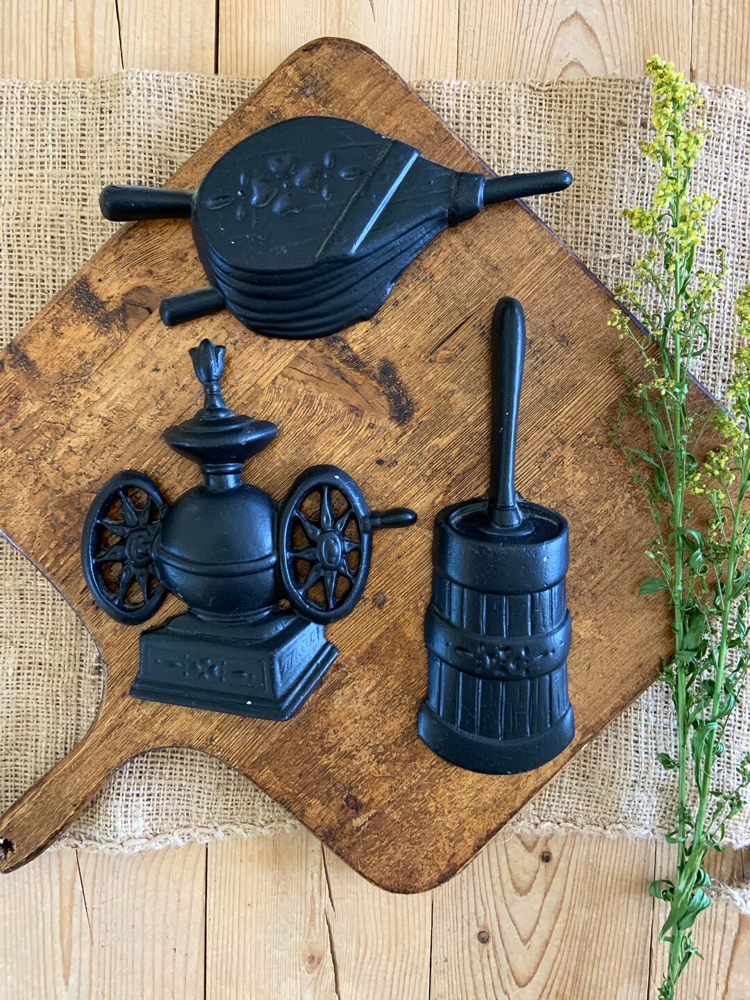 Vintage Cast Iron Kitchen Wall Hangings 3 Mid Century Decor Etsy