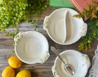 Vintage Metlox Poppytrail Serving Bowls | Daisy Basketweave Pottery, Cottagecore Style