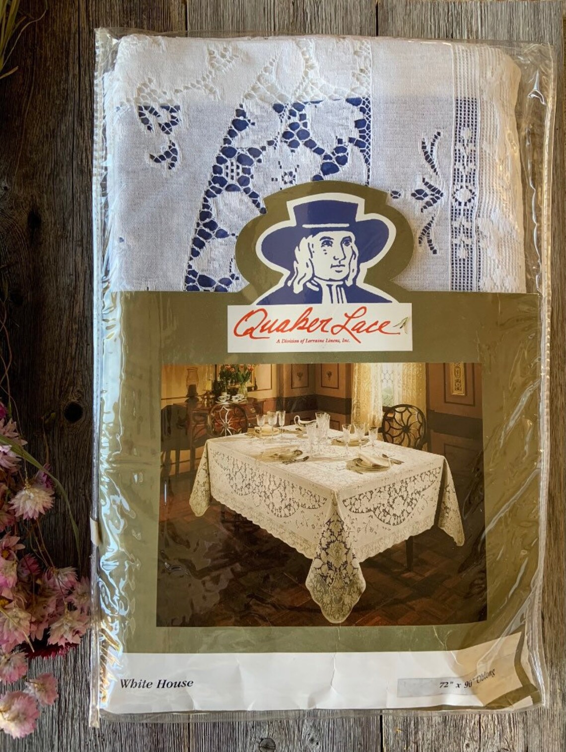 Vintage Quaker Lace Tablecloth White House 72 by 90 Etsy