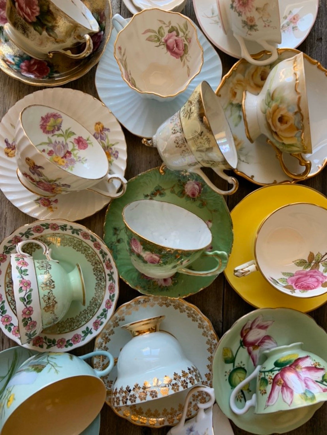 Vintage Ucagco China tea cup and saucer sage green with Etsy