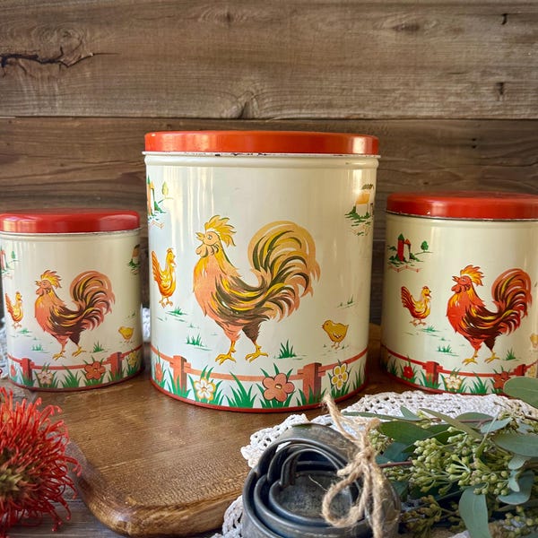 Vintage Rooster Canister Set