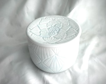 Porcelain Lotus Flower French Butter Keeper