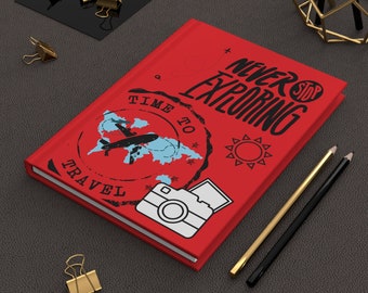 Never Stop Exploring Hardcover Travel Journal Scrapbook Matte