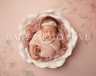 Newborn Digital Backdrop, Pink Flower, Girl, Photography Newborn Insert, Digital Download, Digital Newborn Backdrop