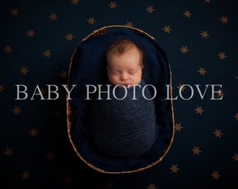 Newborn Digital Backdrop, Starry Night, Navy, Blue, Photography Newborn Insert, Digital Download