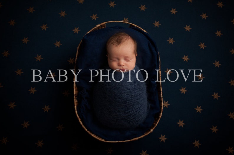 Newborn Digital Backdrop, Starry Night, Navy, Blue, Photography Newborn Insert, Digital Download image 1