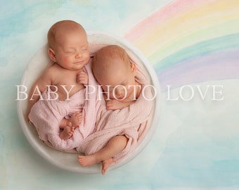 Newborn Digital Backdrop,  Rainbow Baby, Twins, Photography Newborn Insert, Digital Download