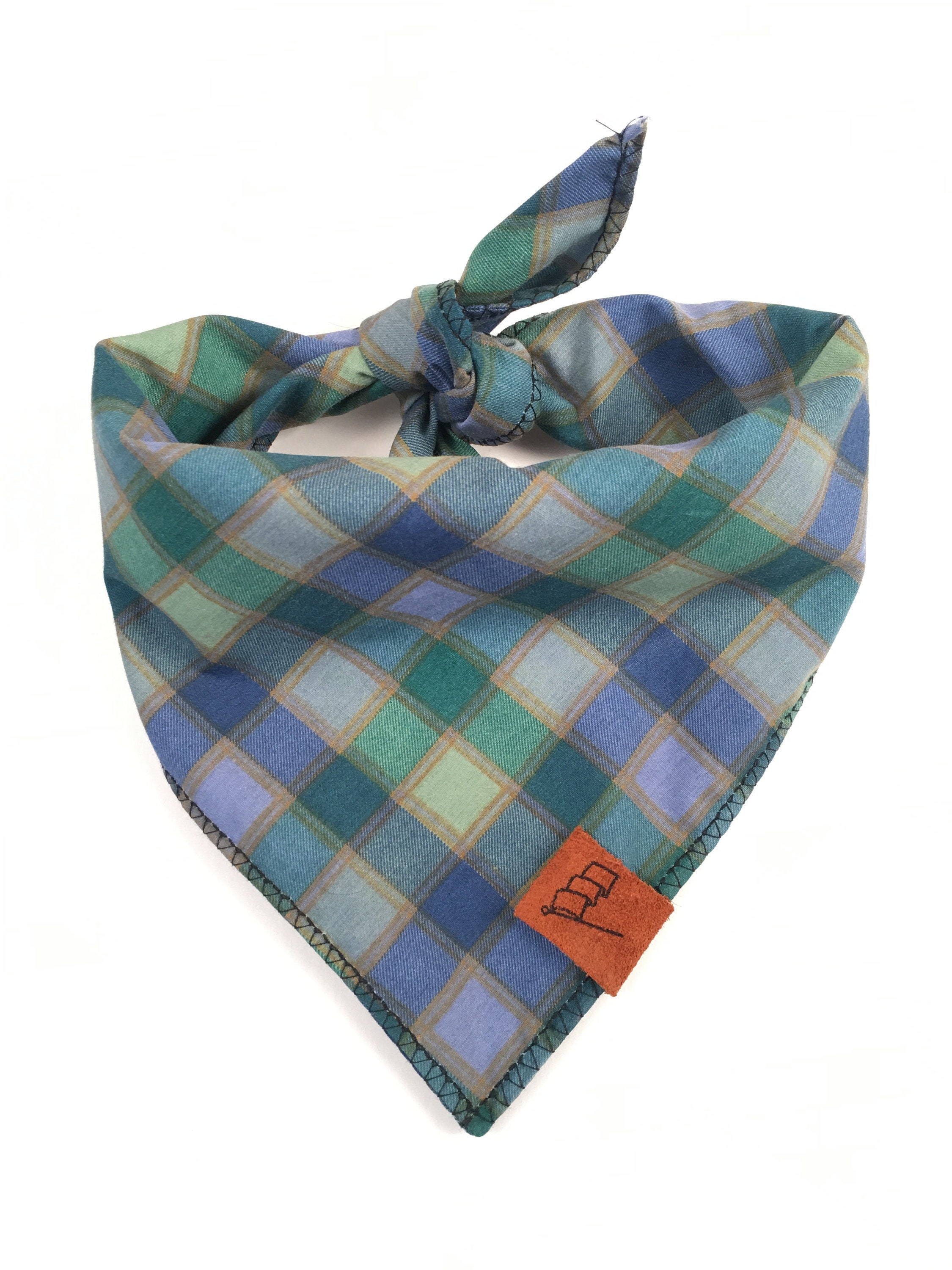 green plaid dog bandana