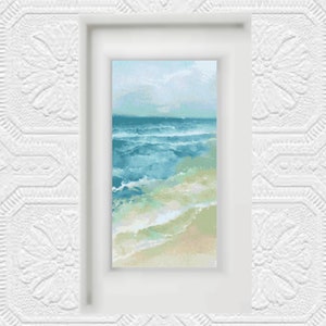 Beach Cross Stitch Pattern, PDF Instant Download, Beach Waves, Ocean Scene, Watercolor Beach, Landscape Cross Stitch Pattern, Modern Pattern