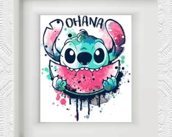 Stitch Eating Watermelon Png - Etsy