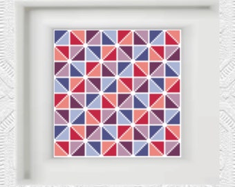 Geometric Square Cross Stitch Pattern, PDF Instant Download, Beginner Cross Stitch Pattern, Geometric Shapes, Basic, Easy Cross Stitch