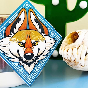 Geometric Design Coyote Vinyl Sticker