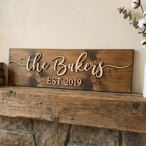 Last Name Sign: Personalized Wedding Gift - Custom Wood 7000
