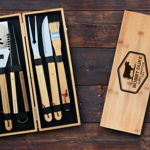 Grillmaster Gift BBQ Grilling Tools BBQ Set Personalized Grilling Spatula Burger Flipper Gift for Grill Gift for Him Man image 3