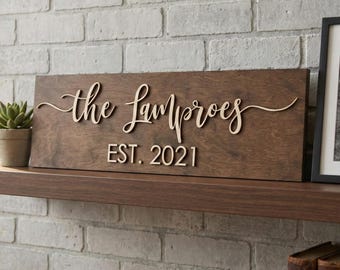 Family Name Sign: Personalized Wedding or Bridal Shower - Custom Wood