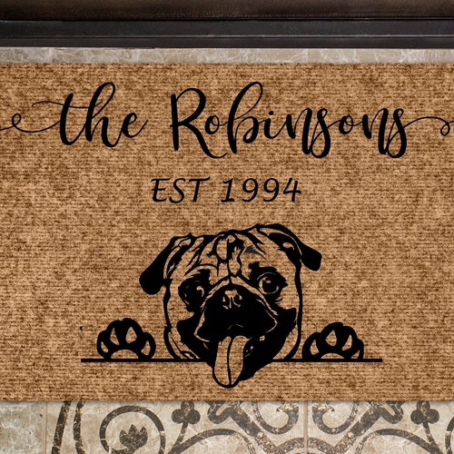 Personalized Doormat Pug Dog Custom Doormat Etsy