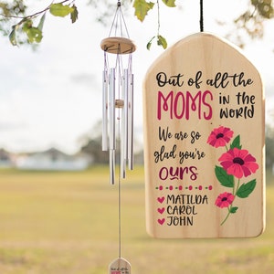 Mother's Day Gift for Mom Personalized Gift Mom Gift Mothers Day Gift Custom Wind Chime Gift for Mom from Kids Gift Family Gift image 3