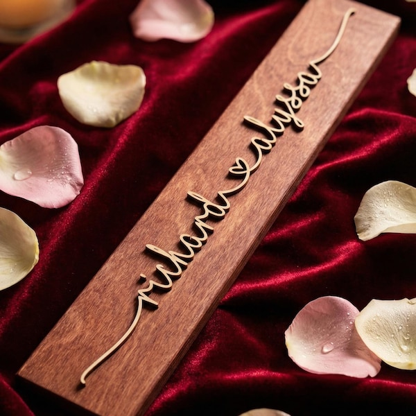 Personalized Couple Name Wood Sign, Custom Wedding Anniversary Keepsake with