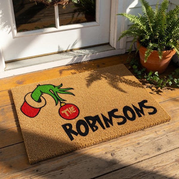 Personalized Christmas Doormat, Custom Family Name Welcome Mat, Funny Holiday Door Mat, Xmas Decor, Unique Housewarming Present