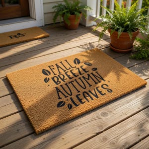 Fall Doormat, Autumn Welcome Mat, Fall Breeze Autumn Leaves Door Mat, Seasonal Front Porch Decor, Coir Entryway Rug, Housewarming Gift