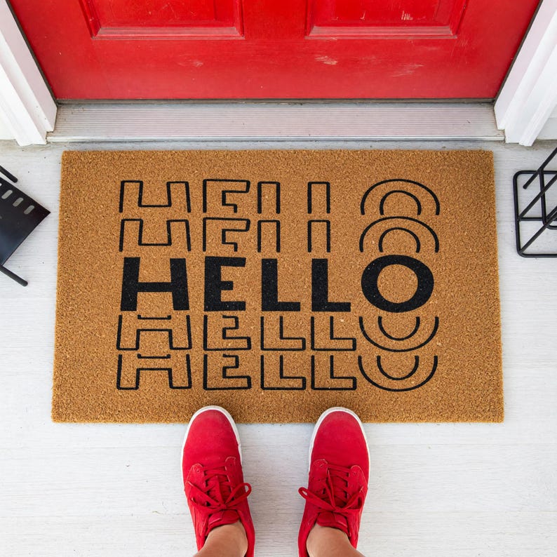 Hello Welcome Mat Entry Rug Outdoor Mat Gift 1826