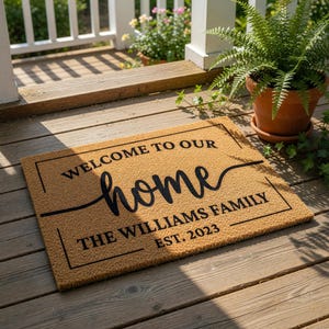 Personalized Family Doormat, Custom Welcome Mat, Housewarming Gift, New Home Gift, Family Name Mat, Coir Door Entryway Decor