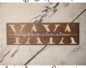 Yaya Mothers Day Gift | Yaya Sign | Gift for Yaya | Rustic Sign for Grandma Gift Idea | Personalized Mothers Day Gift for Yaya