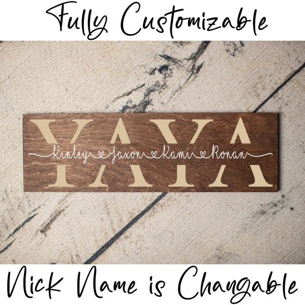 Yaya Mothers Day Gift | Yaya Sign | Gift for Yaya | Rustic Sign for Grandma Gift Idea | Personalized Mothers Day Gift for Yaya