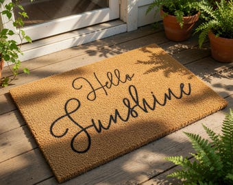 Hello Sunshine Doormat, Welcome Mat, Housewarming Gift, Front Door Mat, Coir Doormats, New Home Gift, Funny Outdoor Porch Decor