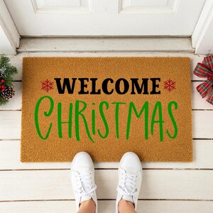 Welcome Christmas Doormat Snowflake Holiday Entry Rug 1577