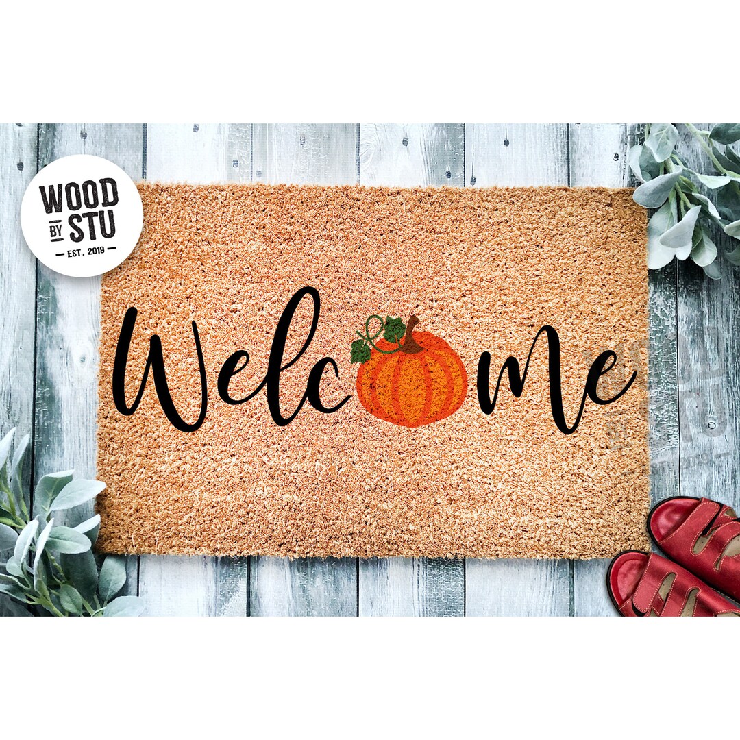 Doormat Welcome Pumpkin Fall Doormat Welcome Mat Cute Pumpkin Fall Door ...
