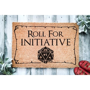 Doormat Roll For Initiative Door Mat |  Roleplaying Tabletop Gaming | Nat 20 on Housewarming Gift Welcome Mat Door Closing Gift 1285**