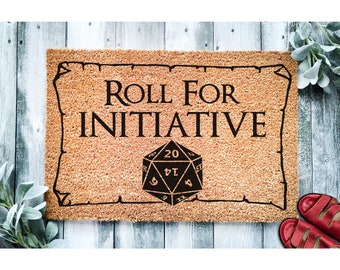 Doormat Roll For Initiative Door Mat |  Roleplaying Tabletop Gaming | Nat 20 on Housewarming Gift Welcome Mat Door Closing Gift 1285**