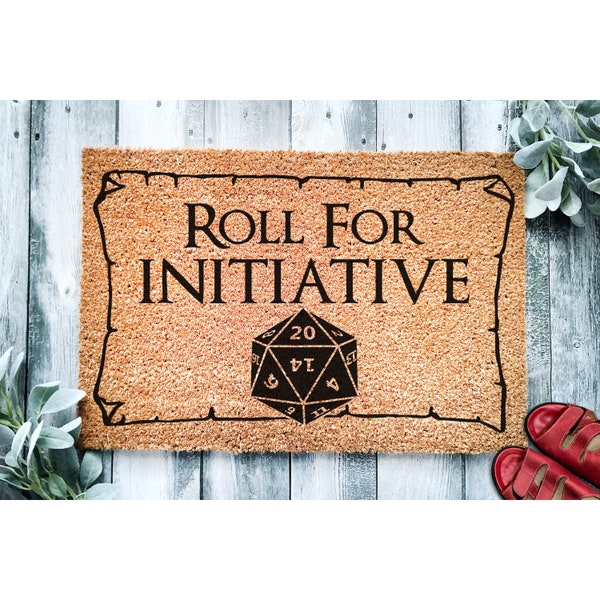 Roll For Initiative Paillasson | Jeux de rôle sur table | Nat 20 en cadeau de pendaison de crémaillère, cadeau de bienvenue pour fermeture de porte 1285**