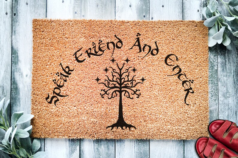 Speak Friend And Enter v2 | Geek Chic Doormat | Nerdy Housewarming Gift | Doormat Closing Gift | Welcome Doormat | Home Decor 