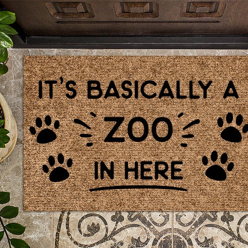 Basically A Zoo in Here Funny Doormat Mat Funny Etsy
