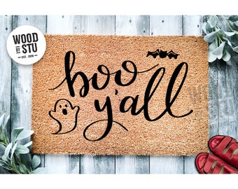 Doormat Boo Yall Halloween | Funny Doormat | Welcome Mat | Funny Door Mat | Fall Autumn Decor Gift | Home Doormat | Holiday Doormat 1752**