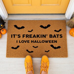 It’s Freakin’ Bats I Love Halloween Doormat Welcome Mat 1497