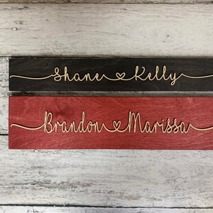 Personalized Couple Names with Heart Valentine's Day Gift Rustic Personalized Sign Rustic Wood Personalized Sign Home Decor Wedding image 3