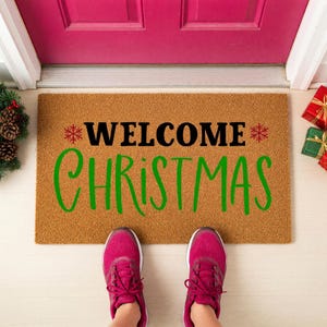 Welcome Christmas Doormat Snowflake Holiday Entry Rug 1577