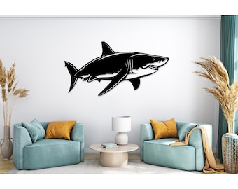 Great White Shark Wood Cutout – Coastal Wall Art, Ocean Decor
