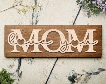 Love You Mom Wood Sign | Mother's Day Sign | Gift from Kids | Perfect Mothers Day Gift | Pallet Board Sign | Gift for Mom Sign | Family Gift