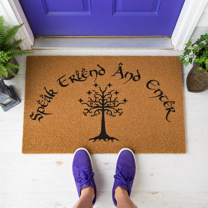 Speak Friend And Enter Doormat Tree Emblem Fantasy Mat 1425