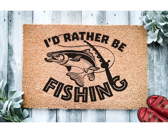 Doormat I'd Rather Be Fishing | Funny Welcome Mat | Funny Dad Grandpa Gift Mat | Fisherman Gift | Funny Fathers Day Gift Home Doormat 1489**