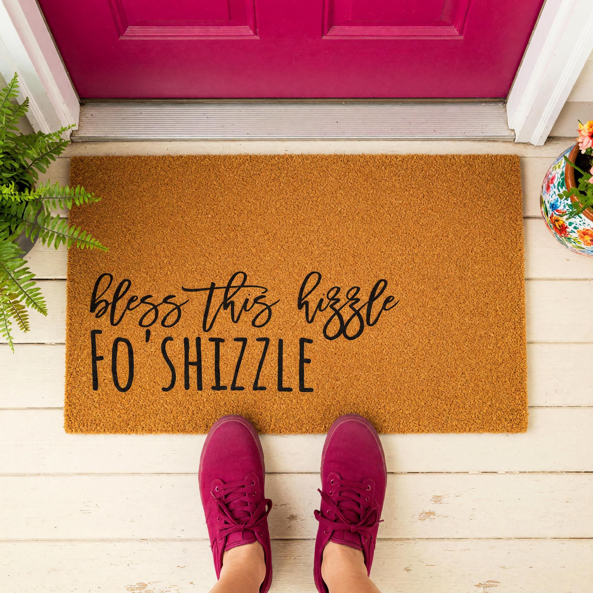 Funny Doormat, Bless This Hizzle Fo' Shizzle Welcome Mat