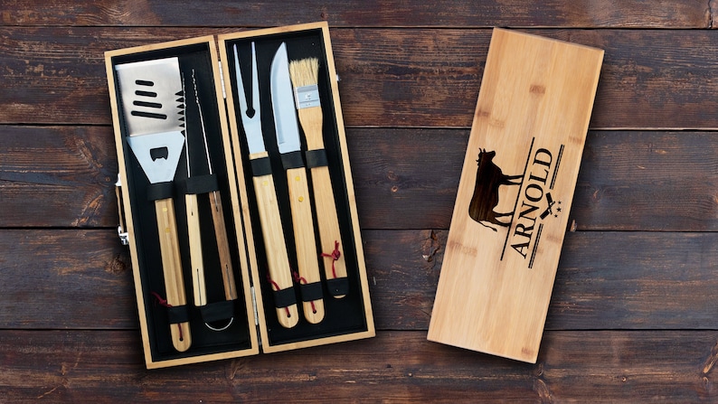 Gift for Him Personalized BBQ Set Barbecue Gift Personalized Gift Fathers Day Gift Housewarming Gift Boyfriend Gift Birthday image 6