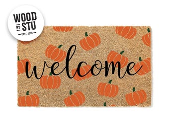 Doormat Welcome Pumpkin Pattern  - Fall Doormat - Welcome Mat - Cute Pumpkin Fall Door Mat - Fall Autumn Decor Gift - Home Doormat 1529**
