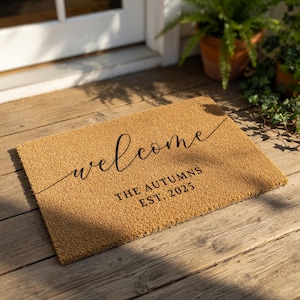 Personalized Welcome Mat, Custom Family Name Doormat, Housewarming Gift, New Home Decor, Custom Door Mat, Outdoor Doormats, Est Year