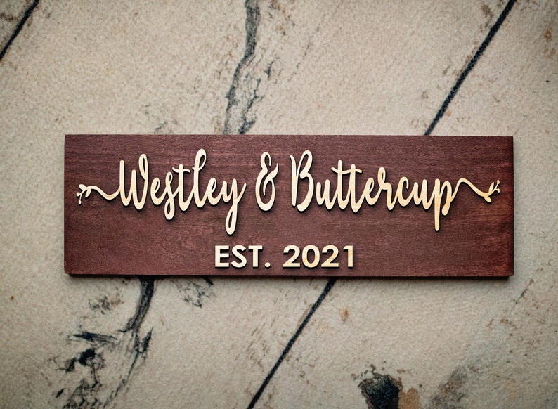 Couple Names and EST Sign Custom Wood Sign Established Sign Personalized Wedding Gift Wedding Sign 3D Sign First Name Sign image 5