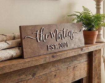 Custom Wedding Sign - Family Name and Date Display 7000